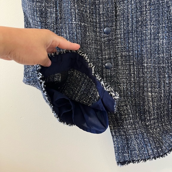Banana Republic Navy Blue Tweed Button-Front Sleeveless Mini Dress Size 10 - Picture 5 of 12